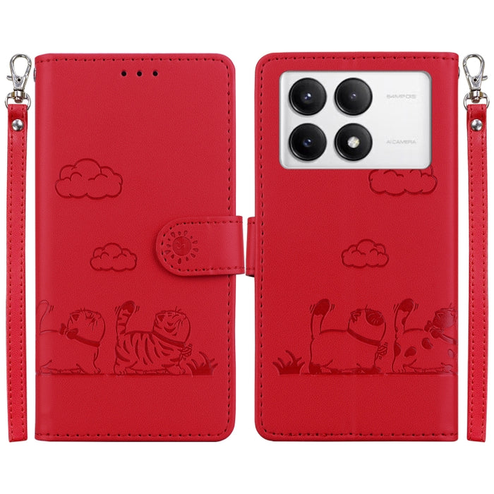 Funda de cuero RFID para teléfono con bonitos gatos, For Redmi K80 / K80 Pro / Xiaomi Poco F7 Pro, For Redmi Note 14 4G 164.84mm, For Redmi Turbo 4 / Xiaomi Poco X7 Pro, For Redmi Note 14 4G 163.25mm, For Redmi Note 14 5G                               ...