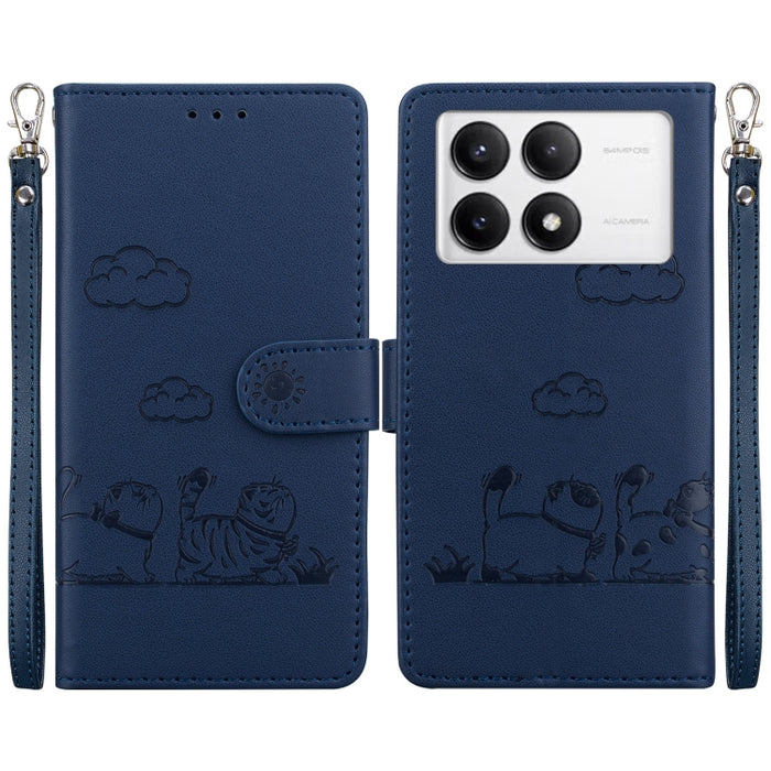 Funda de cuero RFID para teléfono con bonitos gatos, For Redmi K80 / K80 Pro / Xiaomi Poco F7 Pro, For Redmi Note 14 4G 164.84mm, For Redmi Turbo 4 / Xiaomi Poco X7 Pro, For Redmi Note 14 4G 163.25mm, For Redmi Note 14 5G                               ...