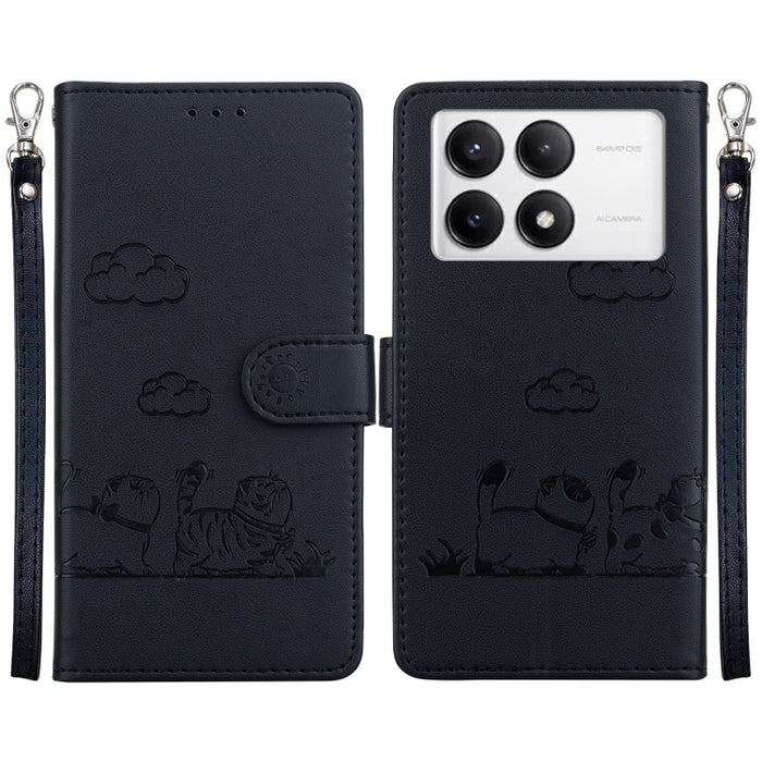 Funda de cuero RFID para teléfono con bonitos gatos, For Redmi K80 / K80 Pro / Xiaomi Poco F7 Pro, For Redmi Note 14 4G 164.84mm, For Redmi Turbo 4 / Xiaomi Poco X7 Pro, For Redmi Note 14 4G 163.25mm, For Redmi Note 14 5G                               ...