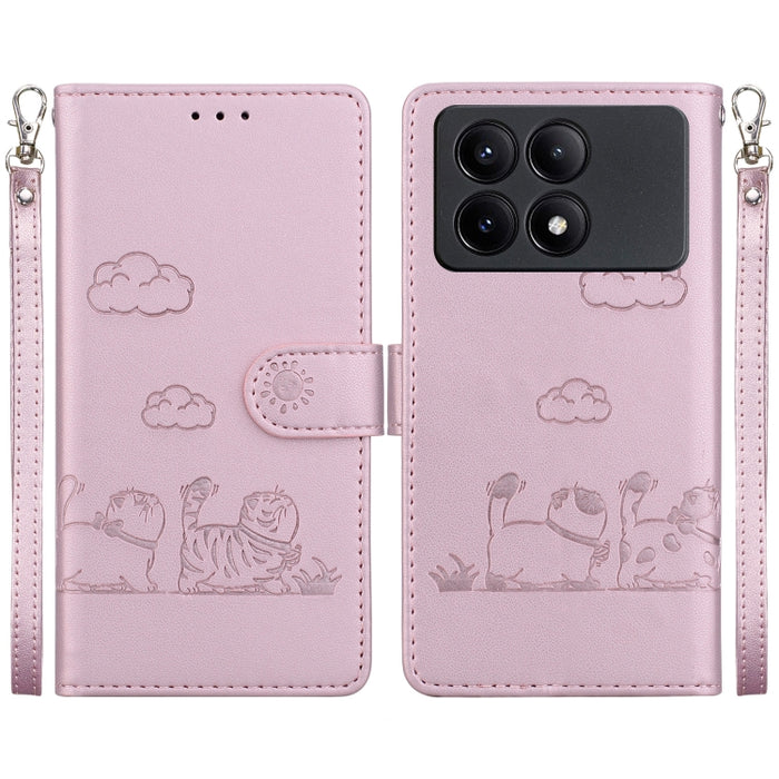 Funda de cuero RFID para teléfono con bonitos gatos, For Redmi K80 / K80 Pro / Xiaomi Poco F7 Pro, For Redmi Note 14 4G 164.84mm, For Redmi Turbo 4 / Xiaomi Poco X7 Pro, For Redmi Note 14 4G 163.25mm, For Redmi Note 14 5G                               ...