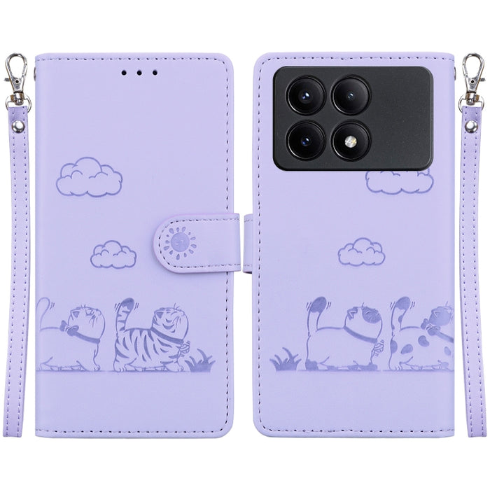 Funda de cuero RFID para teléfono con bonitos gatos, For Redmi K80 / K80 Pro / Xiaomi Poco F7 Pro, For Redmi Note 14 4G 164.84mm, For Redmi Turbo 4 / Xiaomi Poco X7 Pro, For Redmi Note 14 4G 163.25mm, For Redmi Note 14 5G                               ...