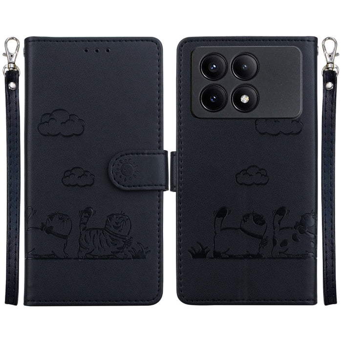 Funda de cuero RFID para teléfono con bonitos gatos, For Redmi K80 / K80 Pro / Xiaomi Poco F7 Pro, For Redmi Note 14 4G 164.84mm, For Redmi Turbo 4 / Xiaomi Poco X7 Pro, For Redmi Note 14 4G 163.25mm, For Redmi Note 14 5G                               ...