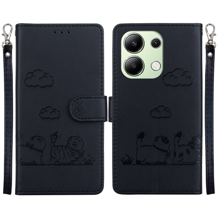 Funda de cuero RFID para teléfono con bonitos gatos, For Redmi K80 / K80 Pro / Xiaomi Poco F7 Pro, For Redmi Note 14 4G 164.84mm, For Redmi Turbo 4 / Xiaomi Poco X7 Pro, For Redmi Note 14 4G 163.25mm, For Redmi Note 14 5G                               ...