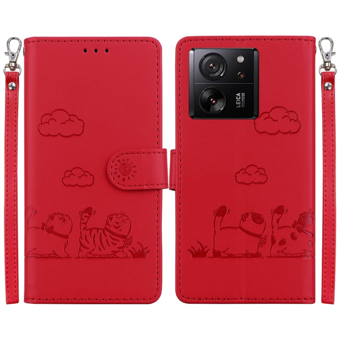 Funda de cuero RFID para teléfono con bonitos gatos, For Redmi Note 13 Pro+ 5G, For Redmi K60 Ultra, For Redmi 12 4G / 5G, For Redmi Note 12S, For Redmi A1+ 4G Global, For Redmi Note 12 Pro 4G, For Redmi Note 12 4G Global, For Redmi A1 / A2            ...