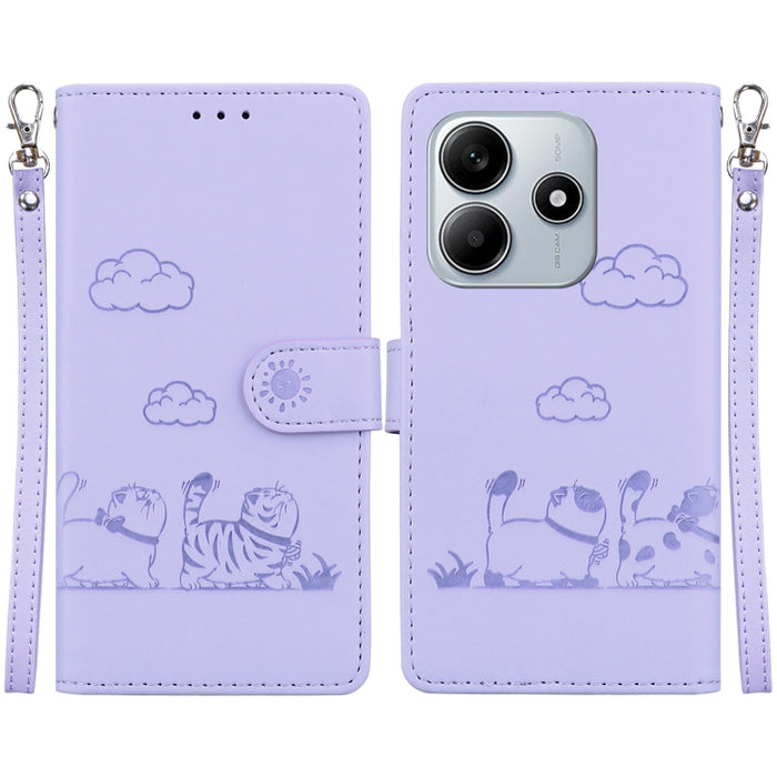 Funda de cuero RFID para teléfono con bonitos gatos, For Redmi K80 / K80 Pro / Xiaomi Poco F7 Pro, For Redmi Note 14 4G 164.84mm, For Redmi Turbo 4 / Xiaomi Poco X7 Pro, For Redmi Note 14 4G 163.25mm, For Redmi Note 14 5G                               ...