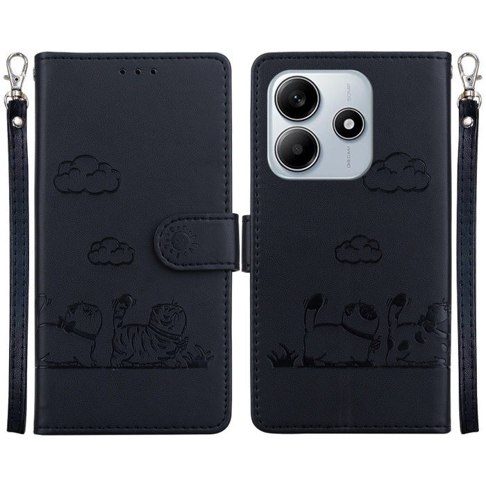 Funda de cuero RFID para teléfono con bonitos gatos, For Redmi K80 / K80 Pro / Xiaomi Poco F7 Pro, For Redmi Note 14 4G 164.84mm, For Redmi Turbo 4 / Xiaomi Poco X7 Pro, For Redmi Note 14 4G 163.25mm, For Redmi Note 14 5G                               ...