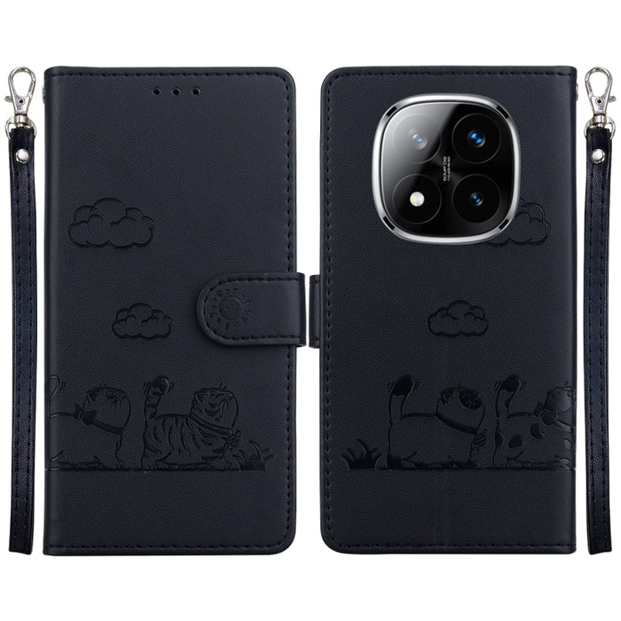Funda de cuero RFID para teléfono con bonitos gatos, For Redmi K80 / K80 Pro / Xiaomi Poco F7 Pro, For Redmi Note 14 4G 164.84mm, For Redmi Turbo 4 / Xiaomi Poco X7 Pro, For Redmi Note 14 4G 163.25mm, For Redmi Note 14 5G                               ...