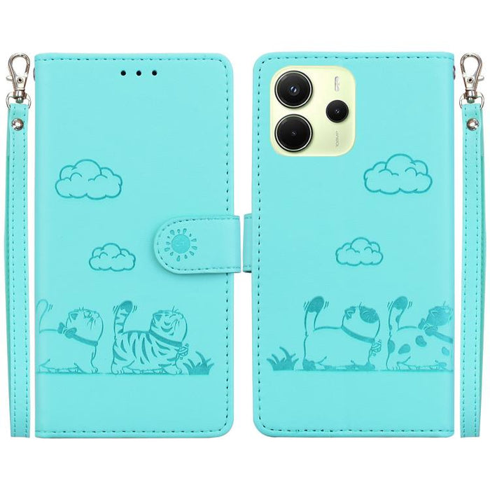 Funda de cuero RFID para teléfono con bonitos gatos, For Redmi K80 / K80 Pro / Xiaomi Poco F7 Pro, For Redmi Note 14 4G 164.84mm, For Redmi Turbo 4 / Xiaomi Poco X7 Pro, For Redmi Note 14 4G 163.25mm, For Redmi Note 14 5G                               ...