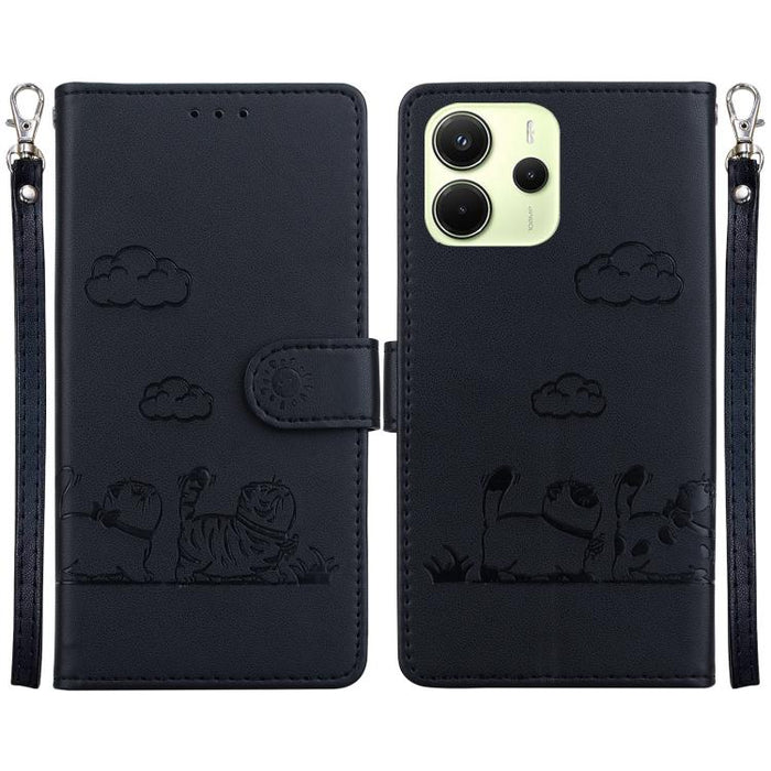 Funda de cuero RFID para teléfono con bonitos gatos, For Redmi K80 / K80 Pro / Xiaomi Poco F7 Pro, For Redmi Note 14 4G 164.84mm, For Redmi Turbo 4 / Xiaomi Poco X7 Pro, For Redmi Note 14 4G 163.25mm, For Redmi Note 14 5G                               ...