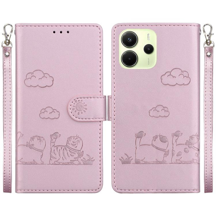 Funda de cuero RFID para teléfono con bonitos gatos, For Redmi K80 / K80 Pro / Xiaomi Poco F7 Pro, For Redmi Note 14 4G 164.84mm, For Redmi Turbo 4 / Xiaomi Poco X7 Pro, For Redmi Note 14 4G 163.25mm, For Redmi Note 14 5G                               ...