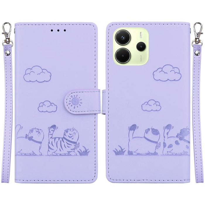 Funda de cuero RFID para teléfono con bonitos gatos, For Redmi K80 / K80 Pro / Xiaomi Poco F7 Pro, For Redmi Note 14 4G 164.84mm, For Redmi Turbo 4 / Xiaomi Poco X7 Pro, For Redmi Note 14 4G 163.25mm, For Redmi Note 14 5G                               ...