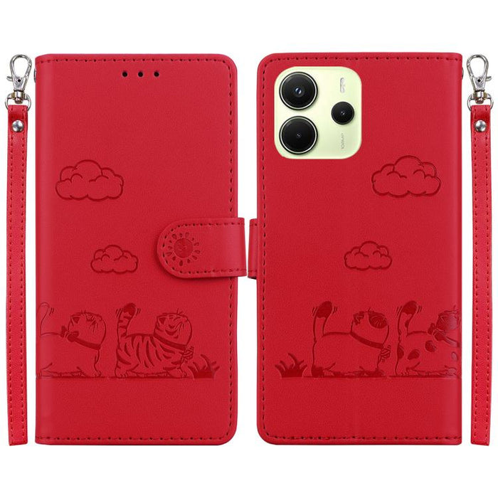 Funda de cuero RFID para teléfono con bonitos gatos, For Redmi K80 / K80 Pro / Xiaomi Poco F7 Pro, For Redmi Note 14 4G 164.84mm, For Redmi Turbo 4 / Xiaomi Poco X7 Pro, For Redmi Note 14 4G 163.25mm, For Redmi Note 14 5G                               ...