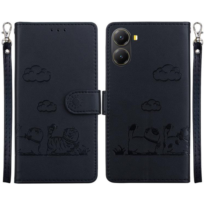 Funda de cuero RFID para teléfono con bonitos gatos, For Redmi K80 / K80 Pro / Xiaomi Poco F7 Pro, For Redmi Note 14 4G 164.84mm, For Redmi Turbo 4 / Xiaomi Poco X7 Pro, For Redmi Note 14 4G 163.25mm, For Redmi Note 14 5G                               ...