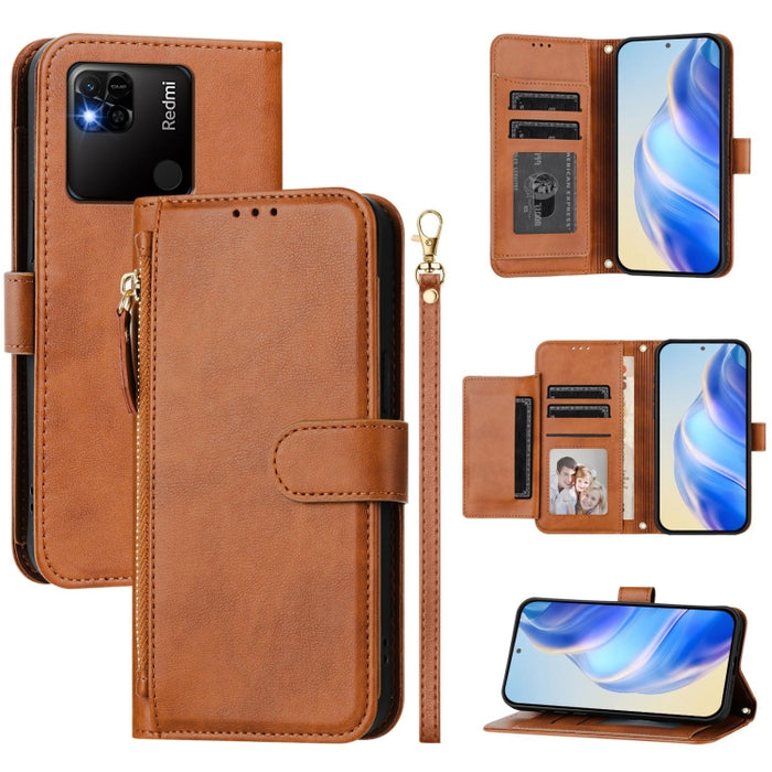 Estuche de cuero para teléfono con cremallera y ranuras para varias tarjetas, For Redmi Note 12 4G Global, For Redmi A1 4G / A2 4G, For Redmi Note 12 Explorer / 12 Pro+ 5G, For Redmi Note 12 Pro Speed / 12 Pro 5G, For Redmi Note 12 5G Global           ...