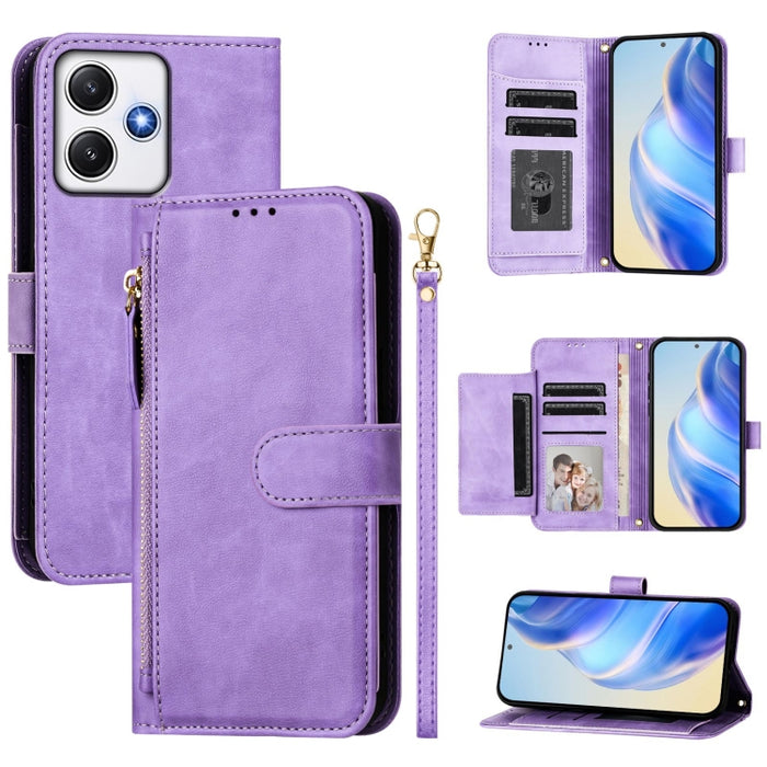 Estuche de cuero para teléfono con cremallera y ranuras para varias tarjetas, For Redmi Note 14 5G, For Redmi 14C 4G, For Redmi K70 Ultra 5G, For Redmi 13 5G / 4G Global, For Redmi A3 4G Global / A3X 4G, For Redmi Note 13 Pro 4G Global                 ...