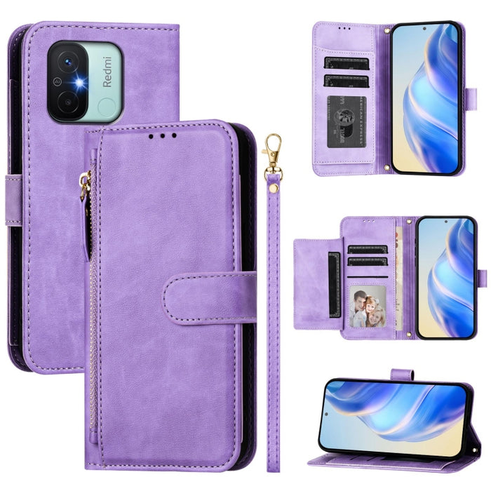 Estuche de cuero para teléfono con cremallera y ranuras para varias tarjetas, For Redmi Note 12 4G Global, For Redmi A1 4G / A2 4G, For Redmi Note 12 Explorer / 12 Pro+ 5G, For Redmi Note 12 Pro Speed / 12 Pro 5G, For Redmi Note 12 5G Global           ...