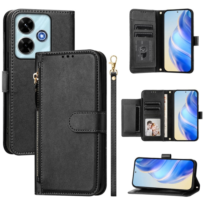 Estuche de cuero para teléfono con cremallera y ranuras para varias tarjetas, For Redmi Note 14 5G, For Redmi 14C 4G, For Redmi K70 Ultra 5G, For Redmi 13 5G / 4G Global, For Redmi A3 4G Global / A3X 4G, For Redmi Note 13 Pro 4G Global                 ...