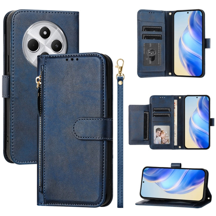 Estuche de cuero para teléfono con cremallera y ranuras para varias tarjetas, For Redmi Note 14 5G, For Redmi 14C 4G, For Redmi K70 Ultra 5G, For Redmi 13 5G / 4G Global, For Redmi A3 4G Global / A3X 4G, For Redmi Note 13 Pro 4G Global                 ...