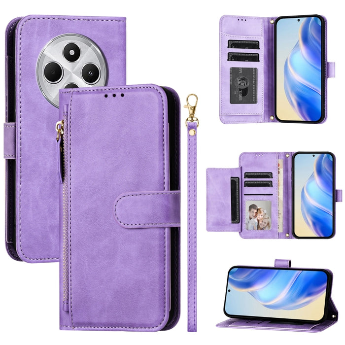 Estuche de cuero para teléfono con cremallera y ranuras para varias tarjetas, For Redmi Note 14 5G, For Redmi 14C 4G, For Redmi K70 Ultra 5G, For Redmi 13 5G / 4G Global, For Redmi A3 4G Global / A3X 4G, For Redmi Note 13 Pro 4G Global                 ...