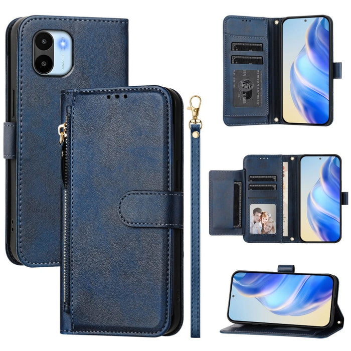 Estuche de cuero para teléfono con cremallera y ranuras para varias tarjetas, For Redmi Note 12 4G Global, For Redmi A1 4G / A2 4G, For Redmi Note 12 Explorer / 12 Pro+ 5G, For Redmi Note 12 Pro Speed / 12 Pro 5G, For Redmi Note 12 5G Global           ...