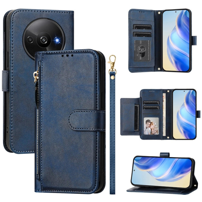 Estuche de cuero para teléfono con cremallera y ranuras para varias tarjetas, For Redmi Note 14 5G, For Redmi 14C 4G, For Redmi K70 Ultra 5G, For Redmi 13 5G / 4G Global, For Redmi A3 4G Global / A3X 4G, For Redmi Note 13 Pro 4G Global                 ...