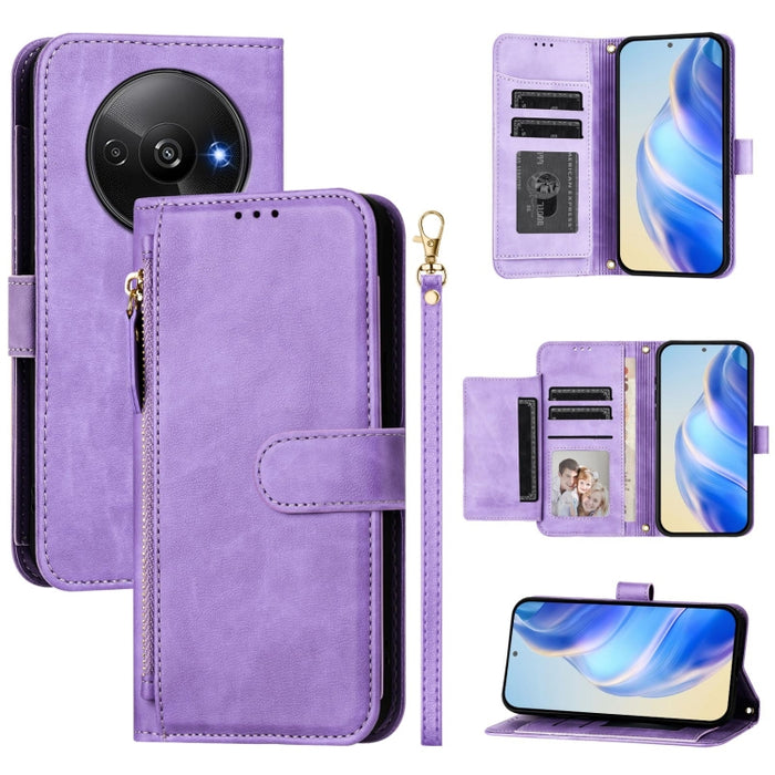 Estuche de cuero para teléfono con cremallera y ranuras para varias tarjetas, For Redmi Note 14 5G, For Redmi 14C 4G, For Redmi K70 Ultra 5G, For Redmi 13 5G / 4G Global, For Redmi A3 4G Global / A3X 4G, For Redmi Note 13 Pro 4G Global                 ...