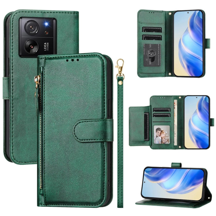 Estuche de cuero para teléfono con cremallera y ranuras para varias tarjetas, For Redmi Note 14 5G, For Redmi 14C 4G, For Redmi K70 Ultra 5G, For Redmi 13 5G / 4G Global, For Redmi A3 4G Global / A3X 4G, For Redmi Note 13 Pro 4G Global                 ...