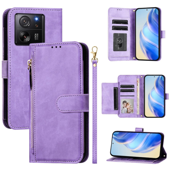 Estuche de cuero para teléfono con cremallera y ranuras para varias tarjetas, For Redmi Note 14 5G, For Redmi 14C 4G, For Redmi K70 Ultra 5G, For Redmi 13 5G / 4G Global, For Redmi A3 4G Global / A3X 4G, For Redmi Note 13 Pro 4G Global                 ...