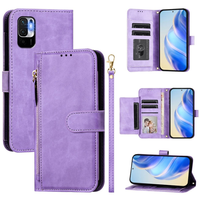 Estuche de cuero para teléfono con cremallera y ranuras para varias tarjetas, For Redmi Note 11 Pro+ 5G Europe, For Redmi Note 10 5G / Note 10T 5G, For Redmi Note 10 Pro 4G / Note 10 Pro Max, For Redmi Note 9T Global