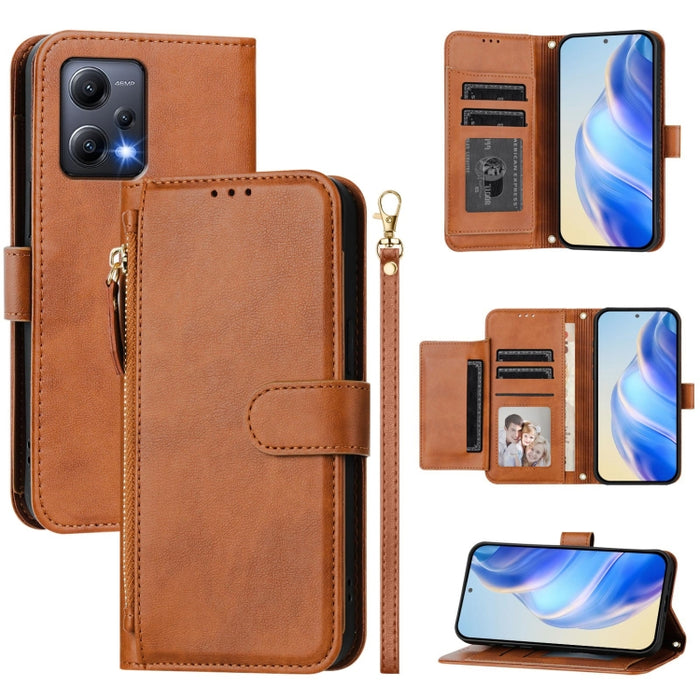 Estuche de cuero para teléfono con cremallera y ranuras para varias tarjetas, For Redmi Note 12 4G Global, For Redmi A1 4G / A2 4G, For Redmi Note 12 Explorer / 12 Pro+ 5G, For Redmi Note 12 Pro Speed / 12 Pro 5G, For Redmi Note 12 5G Global           ...