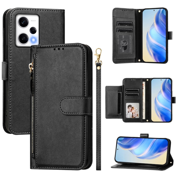 Estuche de cuero para teléfono con cremallera y ranuras para varias tarjetas, For Redmi Note 12 4G Global, For Redmi A1 4G / A2 4G, For Redmi Note 12 Explorer / 12 Pro+ 5G, For Redmi Note 12 Pro Speed / 12 Pro 5G, For Redmi Note 12 5G Global           ...