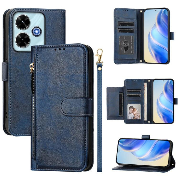 Estuche de cuero para teléfono con cremallera y ranuras para varias tarjetas, For Redmi A7 Pro 4G / 5G 171mm / Poco C85x 5G, For Redmi 15a 5G, For Redmi Turbo 5 Max 5G / Poco X8 Pro Max 5G, For Redmi Turbo 5 5G / Poco X8 Pro 5G                         ...