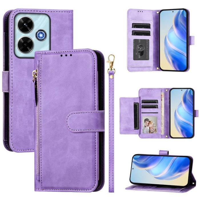 Estuche de cuero para teléfono con cremallera y ranuras para varias tarjetas, For Redmi A7 Pro 4G / 5G 171mm / Poco C85x 5G, For Redmi 15a 5G, For Redmi Turbo 5 Max 5G / Poco X8 Pro Max 5G, For Redmi Turbo 5 5G / Poco X8 Pro 5G                         ...