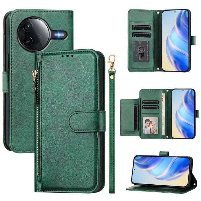 Estuche de cuero para teléfono con cremallera y ranuras para varias tarjetas, For Redmi A7 Pro 4G / 5G 171mm / Poco C85x 5G, For Redmi 15a 5G, For Redmi Turbo 5 Max 5G / Poco X8 Pro Max 5G, For Redmi Turbo 5 5G / Poco X8 Pro 5G                         ...