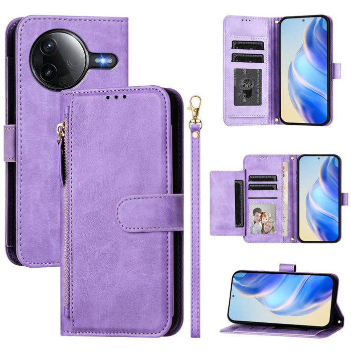 Estuche de cuero para teléfono con cremallera y ranuras para varias tarjetas, For Redmi A7 Pro 4G / 5G 171mm / Poco C85x 5G, For Redmi 15a 5G, For Redmi Turbo 5 Max 5G / Poco X8 Pro Max 5G, For Redmi Turbo 5 5G / Poco X8 Pro 5G                         ...