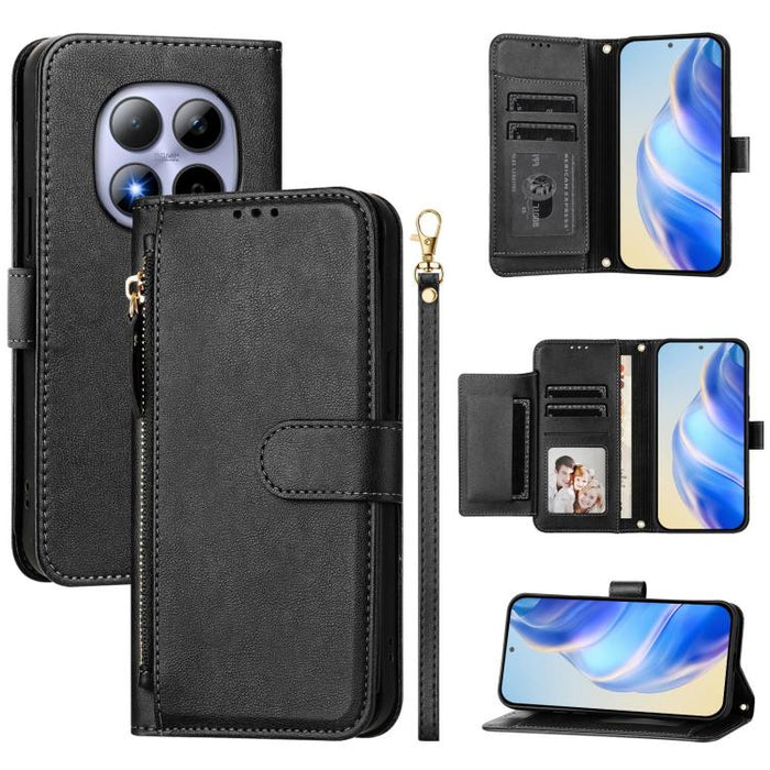 Estuche de cuero para teléfono con cremallera y ranuras para varias tarjetas, For Redmi A7 Pro 4G / 5G 171mm / Poco C85x 5G, For Redmi 15a 5G, For Redmi Turbo 5 Max 5G / Poco X8 Pro Max 5G, For Redmi Turbo 5 5G / Poco X8 Pro 5G                         ...