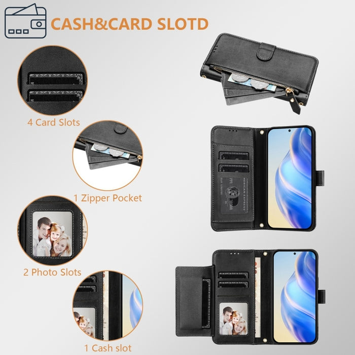 Estuche de cuero para teléfono con cremallera y ranuras para varias tarjetas, For Xiaomi 11T / 11T Pro, For Xiaomi Poco X3 GT, For Xiaomi Poco X3 Pro, For Xiaomi Mi 11 Ultra, For Xiaomi Mi 11 Pro, For Xiaomi Mi 11