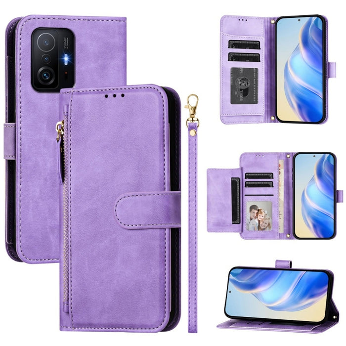 Estuche de cuero para teléfono con cremallera y ranuras para varias tarjetas, For Xiaomi 11T / 11T Pro, For Xiaomi Poco X3 GT, For Xiaomi Poco X3 Pro, For Xiaomi Mi 11 Ultra, For Xiaomi Mi 11 Pro, For Xiaomi Mi 11