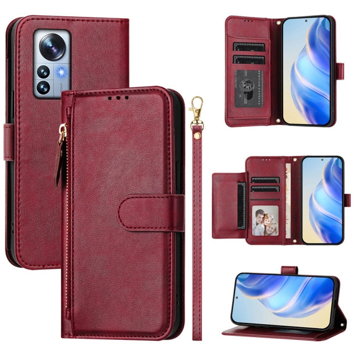 Estuche de cuero para teléfono con cremallera y ranuras para varias tarjetas, For Xiaomi 14 Pro Global, For Xiaomi 14, For Xiaomi 13 Ultra, For Xiaomi Civi 3, For Xiaomi 13 Lite / Civi 2, For Xiaomi 13 Pro, For Xiaomi 13, For Xiaomi 12S Ultra          ...