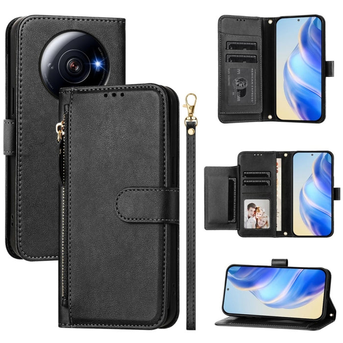 Estuche de cuero para teléfono con cremallera y ranuras para varias tarjetas, For Xiaomi 14 Pro Global, For Xiaomi 14, For Xiaomi 13 Ultra, For Xiaomi Civi 3, For Xiaomi 13 Lite / Civi 2, For Xiaomi 13 Pro, For Xiaomi 13, For Xiaomi 12S Ultra          ...