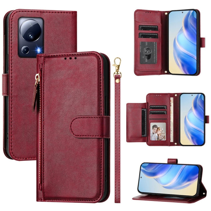 Estuche de cuero para teléfono con cremallera y ranuras para varias tarjetas, For Xiaomi 14 Pro Global, For Xiaomi 14, For Xiaomi 13 Ultra, For Xiaomi Civi 3, For Xiaomi 13 Lite / Civi 2, For Xiaomi 13 Pro, For Xiaomi 13, For Xiaomi 12S Ultra          ...