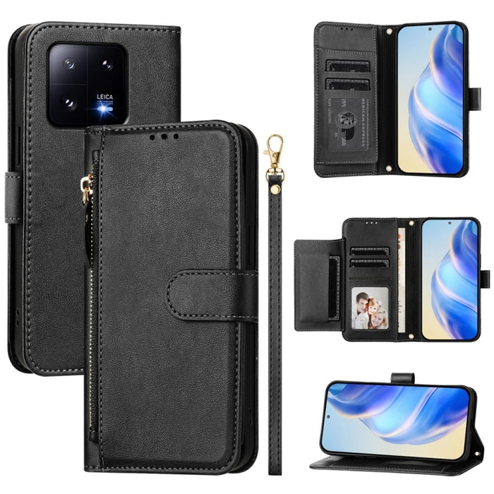 Estuche de cuero para teléfono con cremallera y ranuras para varias tarjetas, For Xiaomi 14 Pro Global, For Xiaomi 14, For Xiaomi 13 Ultra, For Xiaomi Civi 3, For Xiaomi 13 Lite / Civi 2, For Xiaomi 13 Pro, For Xiaomi 13, For Xiaomi 12S Ultra          ...