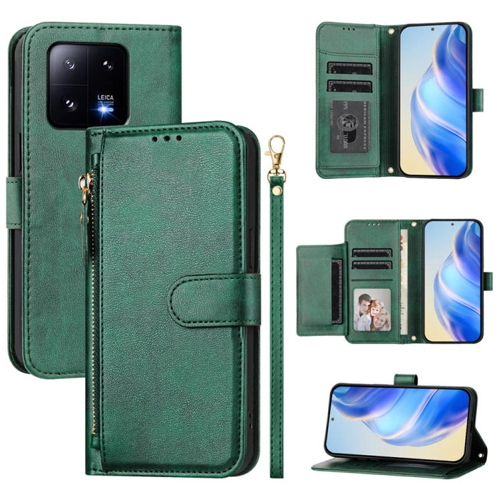 Estuche de cuero para teléfono con cremallera y ranuras para varias tarjetas, For Xiaomi 14 Pro Global, For Xiaomi 14, For Xiaomi 13 Ultra, For Xiaomi Civi 3, For Xiaomi 13 Lite / Civi 2, For Xiaomi 13 Pro, For Xiaomi 13, For Xiaomi 12S Ultra          ...