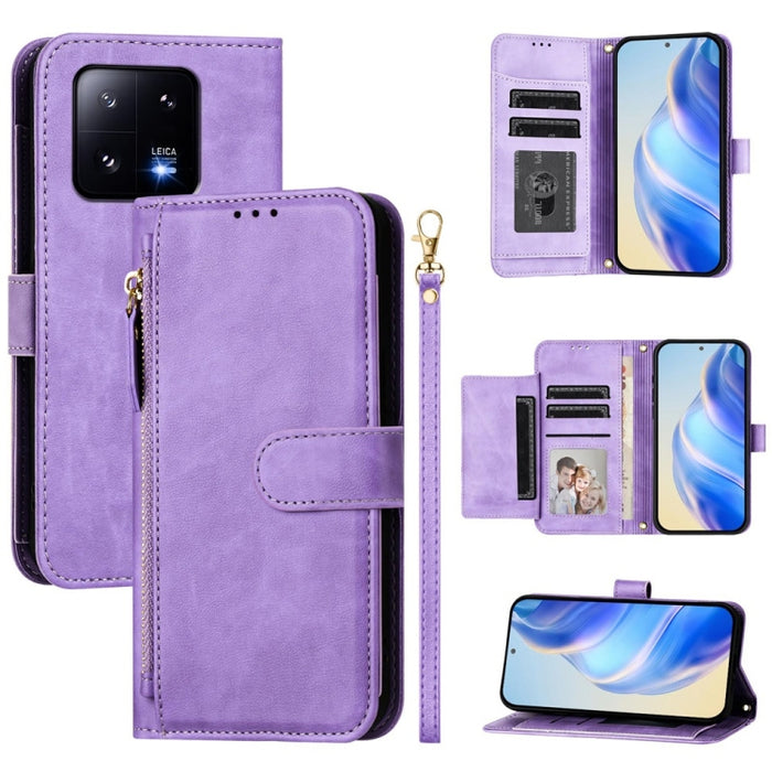 Estuche de cuero para teléfono con cremallera y ranuras para varias tarjetas, For Xiaomi 14 Pro Global, For Xiaomi 14, For Xiaomi 13 Ultra, For Xiaomi Civi 3, For Xiaomi 13 Lite / Civi 2, For Xiaomi 13 Pro, For Xiaomi 13, For Xiaomi 12S Ultra          ...