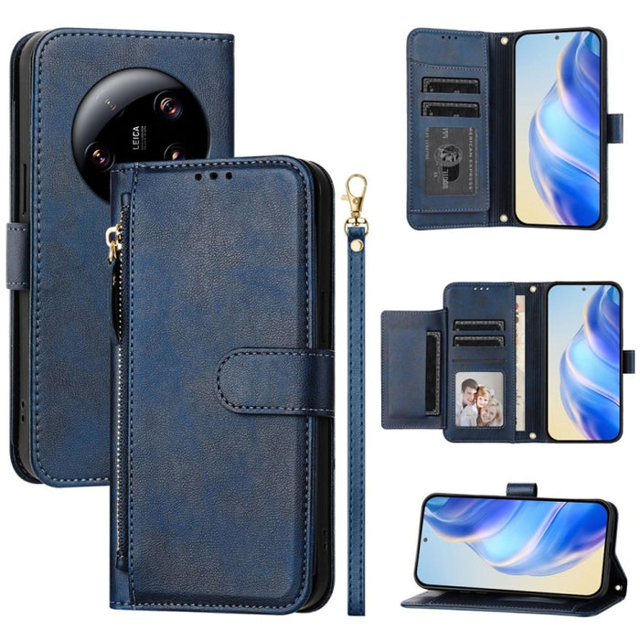 Estuche de cuero para teléfono con cremallera y ranuras para varias tarjetas, For Xiaomi 14 Pro Global, For Xiaomi 14, For Xiaomi 13 Ultra, For Xiaomi Civi 3, For Xiaomi 13 Lite / Civi 2, For Xiaomi 13 Pro, For Xiaomi 13, For Xiaomi 12S Ultra          ...