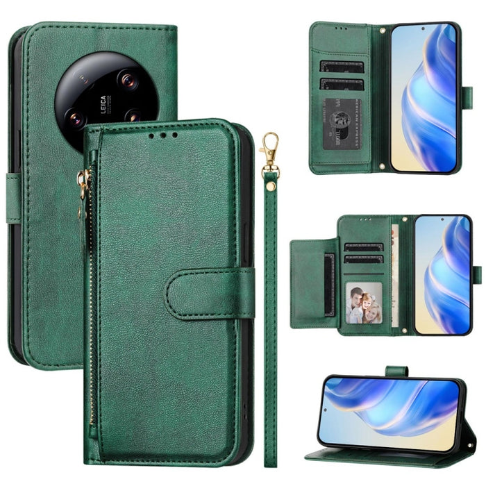 Estuche de cuero para teléfono con cremallera y ranuras para varias tarjetas, For Xiaomi 14 Pro Global, For Xiaomi 14, For Xiaomi 13 Ultra, For Xiaomi Civi 3, For Xiaomi 13 Lite / Civi 2, For Xiaomi 13 Pro, For Xiaomi 13, For Xiaomi 12S Ultra          ...