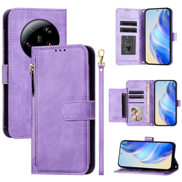 Estuche de cuero para teléfono con cremallera y ranuras para varias tarjetas, For Xiaomi 14 Pro Global, For Xiaomi 14, For Xiaomi 13 Ultra, For Xiaomi Civi 3, For Xiaomi 13 Lite / Civi 2, For Xiaomi 13 Pro, For Xiaomi 13, For Xiaomi 12S Ultra          ...