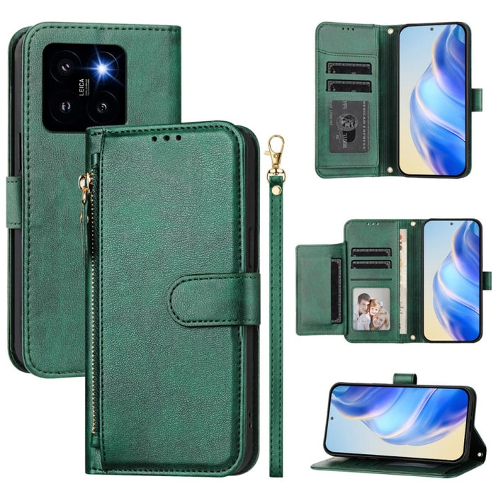 Estuche de cuero para teléfono con cremallera y ranuras para varias tarjetas, For Xiaomi 14 Pro Global, For Xiaomi 14, For Xiaomi 13 Ultra, For Xiaomi Civi 3, For Xiaomi 13 Lite / Civi 2, For Xiaomi 13 Pro, For Xiaomi 13, For Xiaomi 12S Ultra          ...