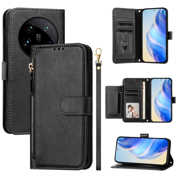 Estuche de cuero para teléfono con cremallera y ranuras para varias tarjetas, For Xiaomi 17 Max 5G, For Xiaomi 17T Pro 5G, For Xiaomi 15T Pro 5G, For Xiaomi 15T 5G, Xiaomi Civi 5 Pro, For Xiaomi 15S Pro, For Xiaomi Poco X7 / Redmi Note 14 Pro 5G       ...