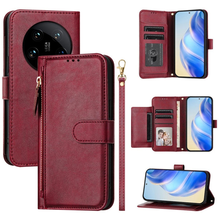 Estuche de cuero para teléfono con cremallera y ranuras para varias tarjetas, For Xiaomi 17 Max 5G, For Xiaomi 17T Pro 5G, For Xiaomi 15T Pro 5G, For Xiaomi 15T 5G, Xiaomi Civi 5 Pro, For Xiaomi 15S Pro, For Xiaomi Poco X7 / Redmi Note 14 Pro 5G       ...